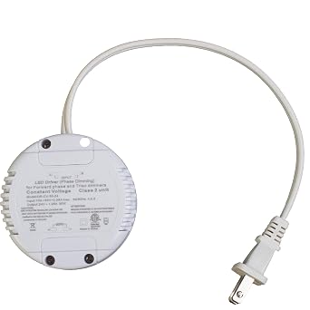 30w Dimmable LED Driver, 24v Triac Power Supply AC 100v-130v to DC Transformer ETL Listed Class 2 Round Shape Compatible with Lutron and Leviton Switch
