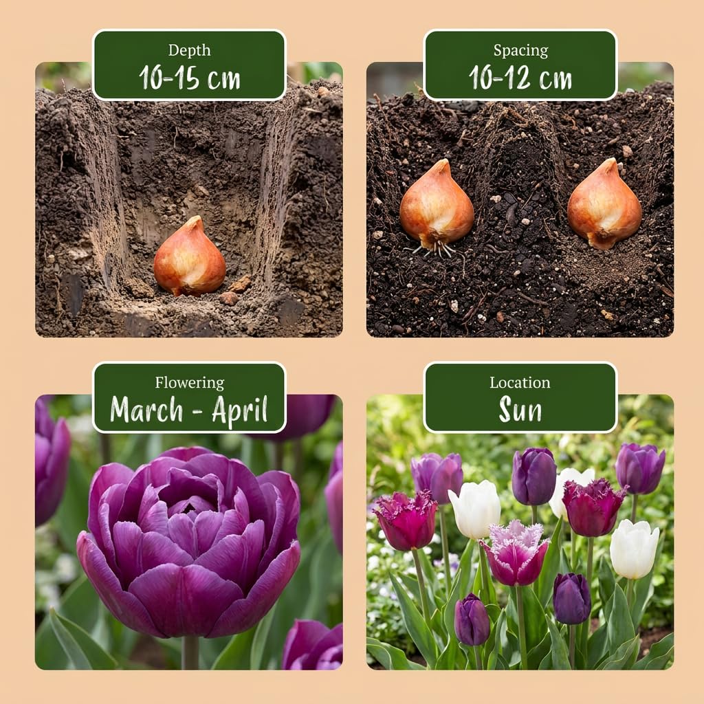 Green boutiQ - 280x Tulipa Blueberry mix - Blaubeere-Tulpenmischung - Diverses - Frühlingsblüher - Zwiebelgröße 11/12
