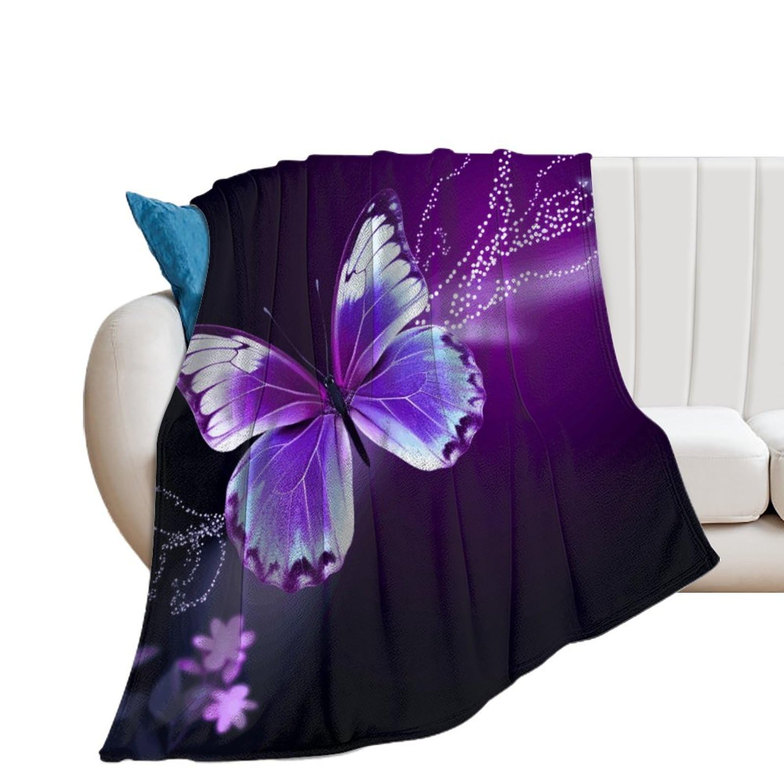 Couverture papillon violet cadeau idéal femme plaid doux décoratif