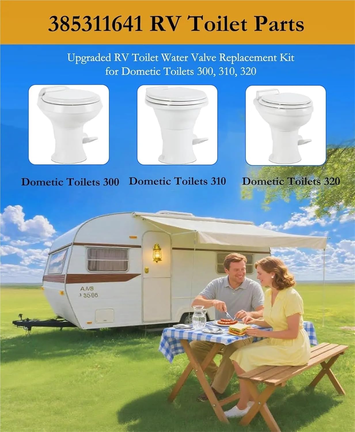 Toilet Valve 4 Pcs Upgraded RV Toilet Water Valve Kit Replace Camper Pedal Flush Leak Proof