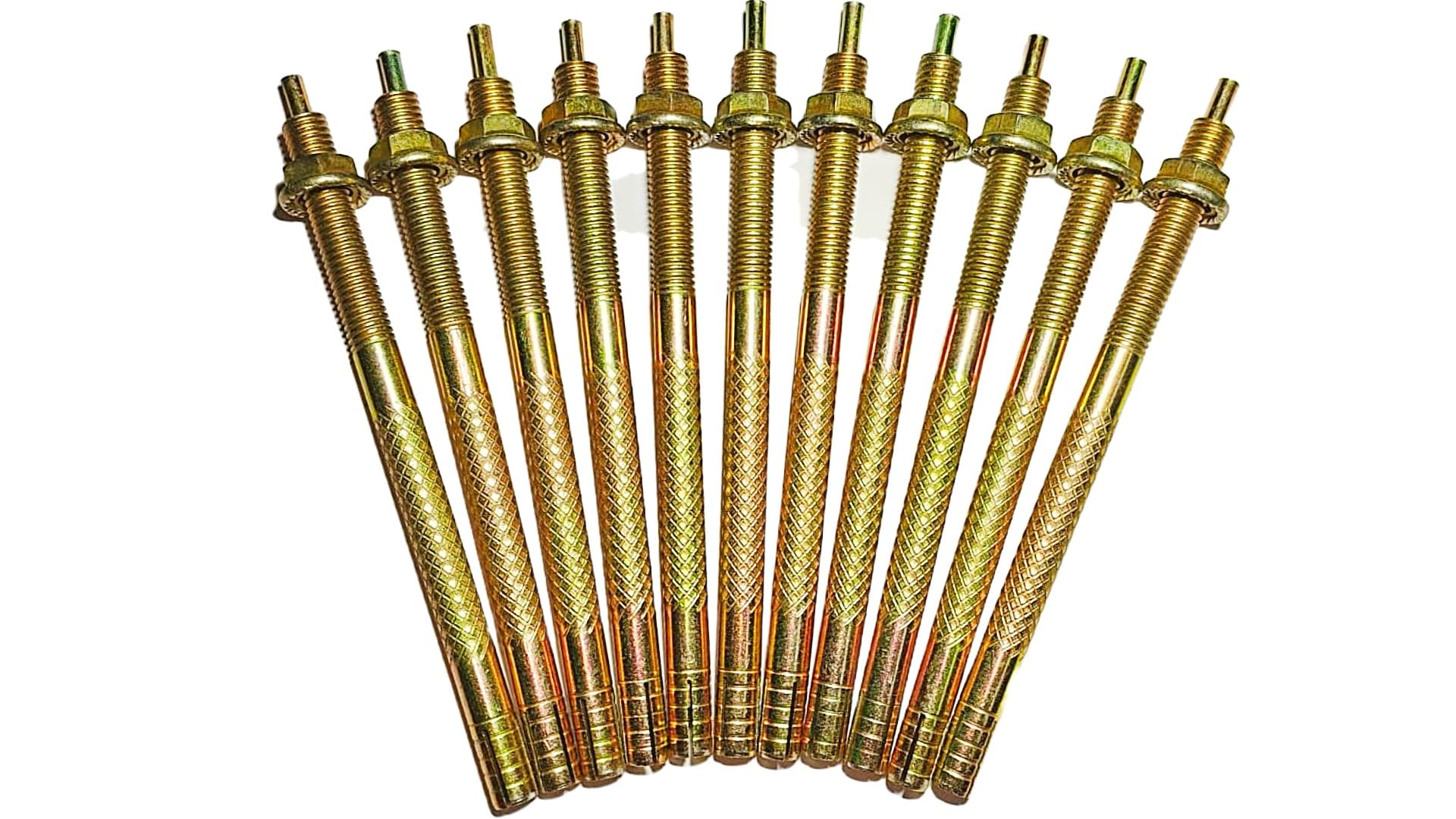 (Pack of 10) (10mm Width * 150mm length) Premium Kunurling Pin Type Anchor 6 Inch With Nut And Washer Zinc Plated-image-35