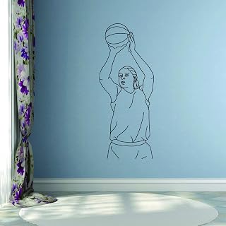 Women's Basketball Sports Player Teen Athlete Ball Wall Sticker for Boys/Girls Bedroom Children Kids World Cup FIBA WNBA Fans Rooms Home Art Murals Decals Wall Art Vinyl Decoration Size (10x8 inch)