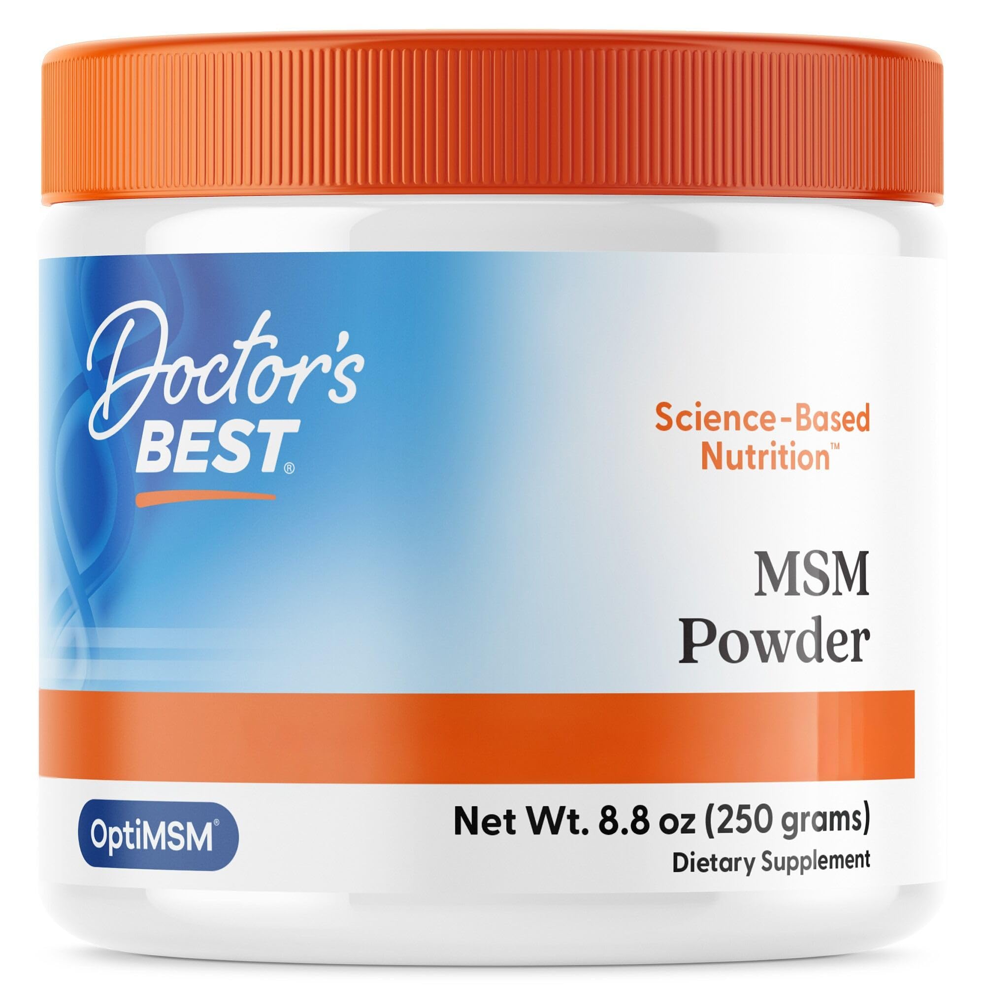Doctor's Best, MSM Powder, avec OptiMSM, 250g de Poudre végétalienne, Sans Gluten, Sans Soja, Végétarien