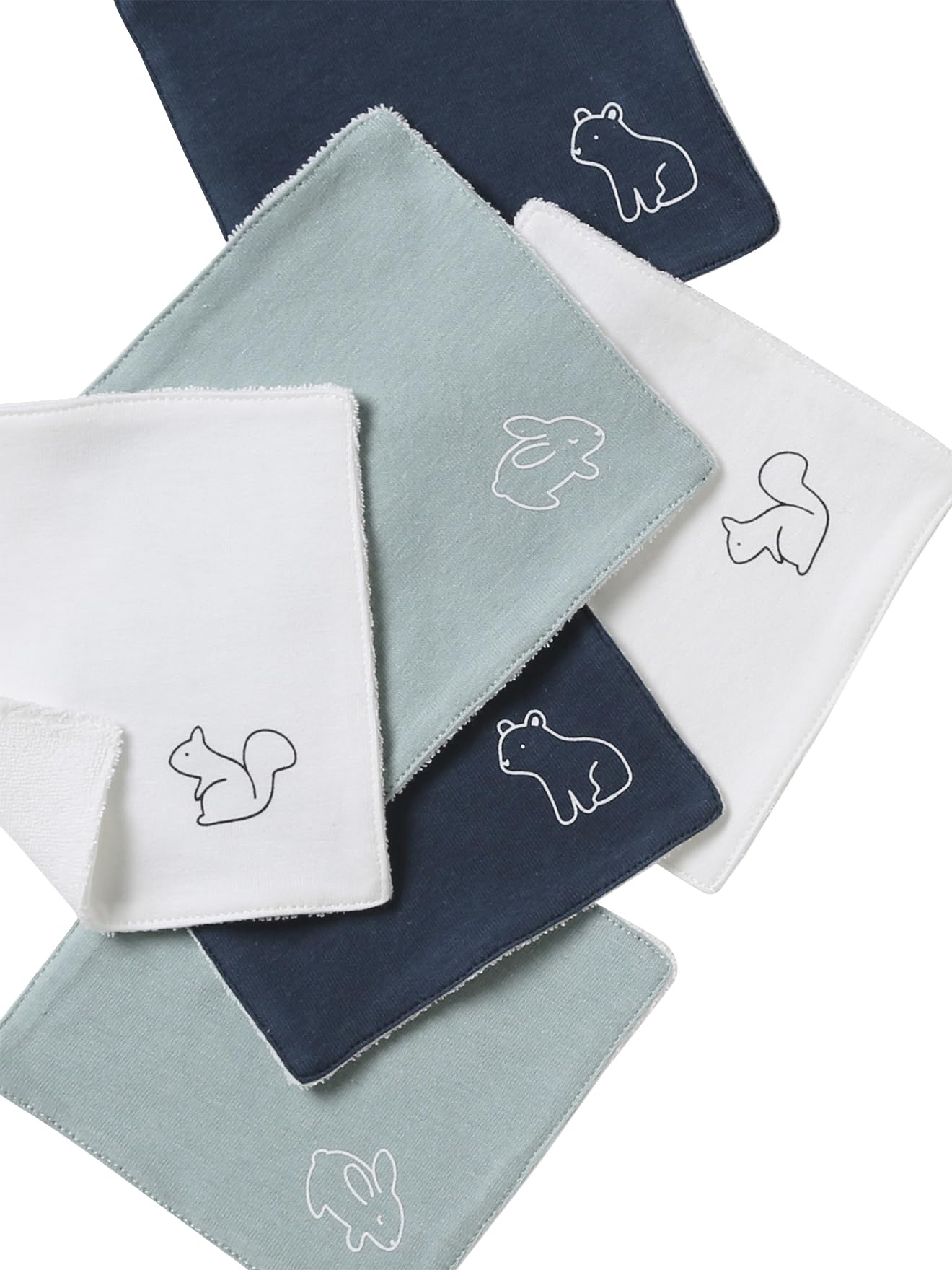 VERTBAUDET Lot de 6 lingettes lavables bleu grisé TU