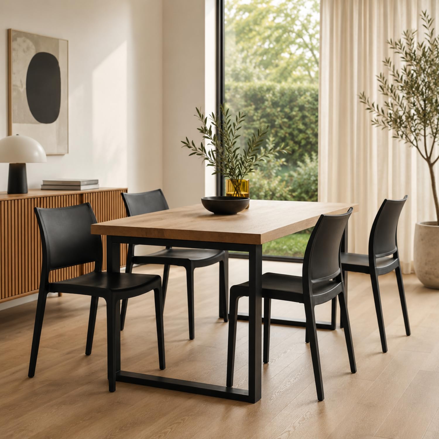 PALUPLUS Set 4 Sedie da Giardino in Polipropilene Antracite 47x48x80 cm Impilabile Senza Braccioli