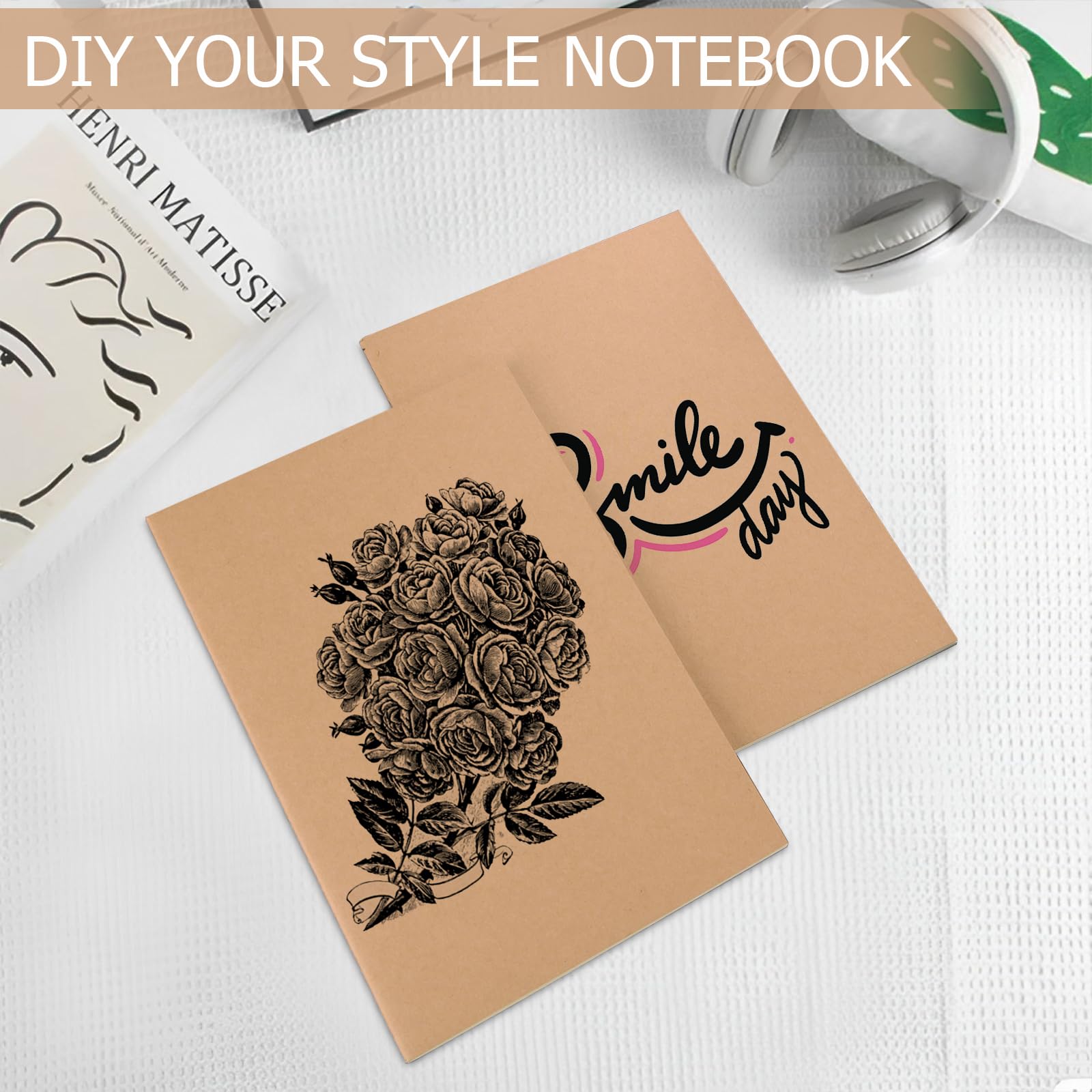 YOUNTHYE A5 Notebook, 50 Pack Kraft Notebooks A5 Journal Notebook Plain Pages, 60 Pages Blank Notepad Soft Cover Plain Paper Notebook for Students, Travelers, Office - Image 4