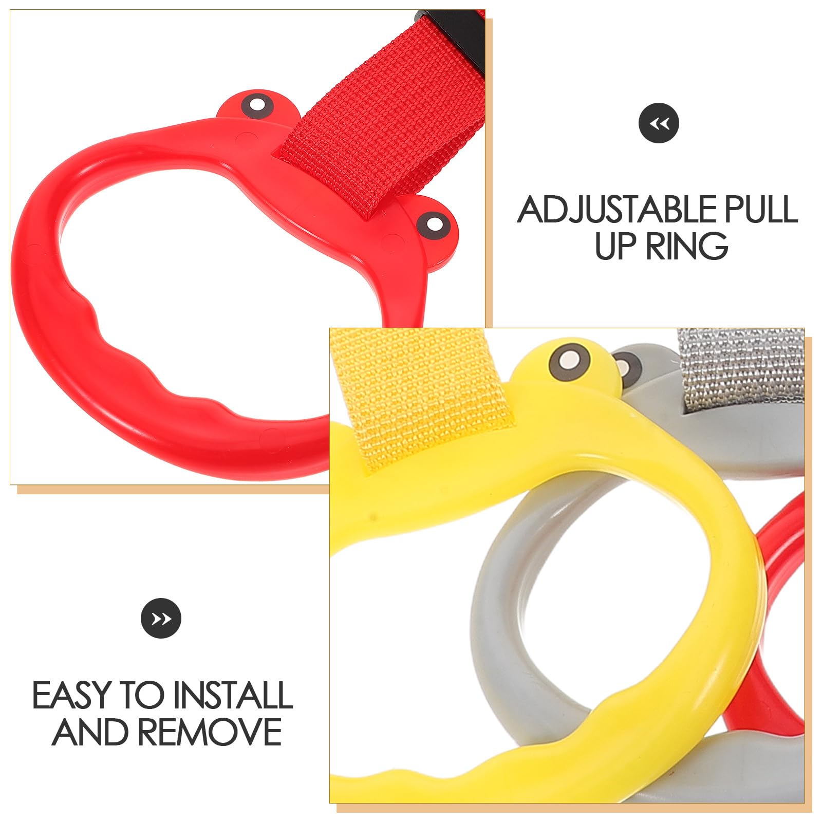 GARVALON Lot de 4 Anneaux de Traction Réglables pour Bébé Poignées Parc à Bébé en PP et Nylon Support Stable à Se Tenir Debout Marcher Accessoires d'apprentissage pour Tout-Petits Usage