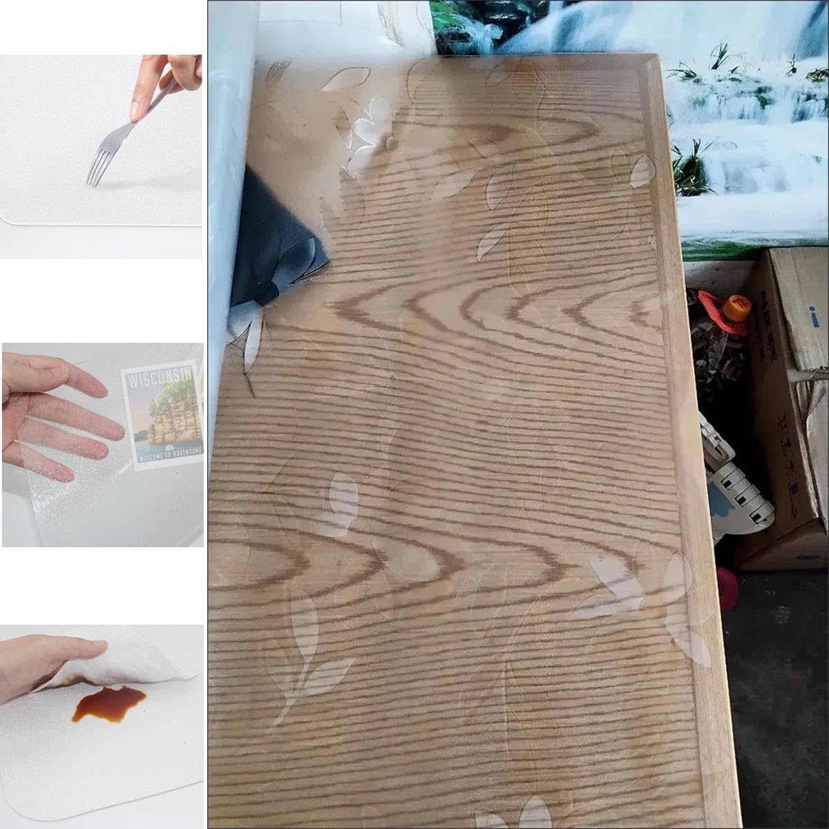 Sous-main Transparent Antidérapant Tapis D'écriture Housse En PVC Transparent Pour Bureau Et Ordinateur Grand Tapis Pour Clavier(70x120cm)