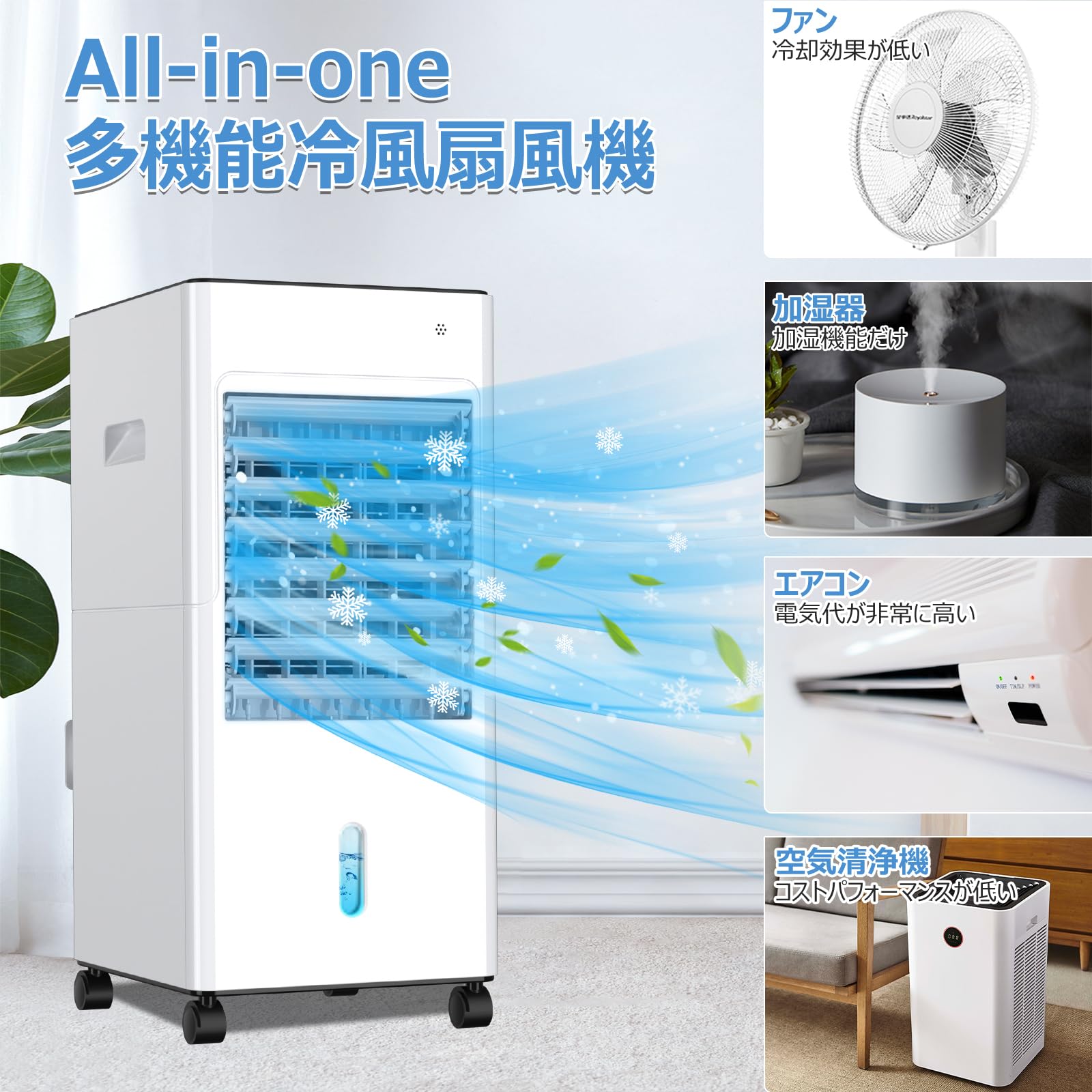 Amazon.co.jp: 冷風機 強力 冷風扇 6L大容量タンク 氷入れ 風向調節 3