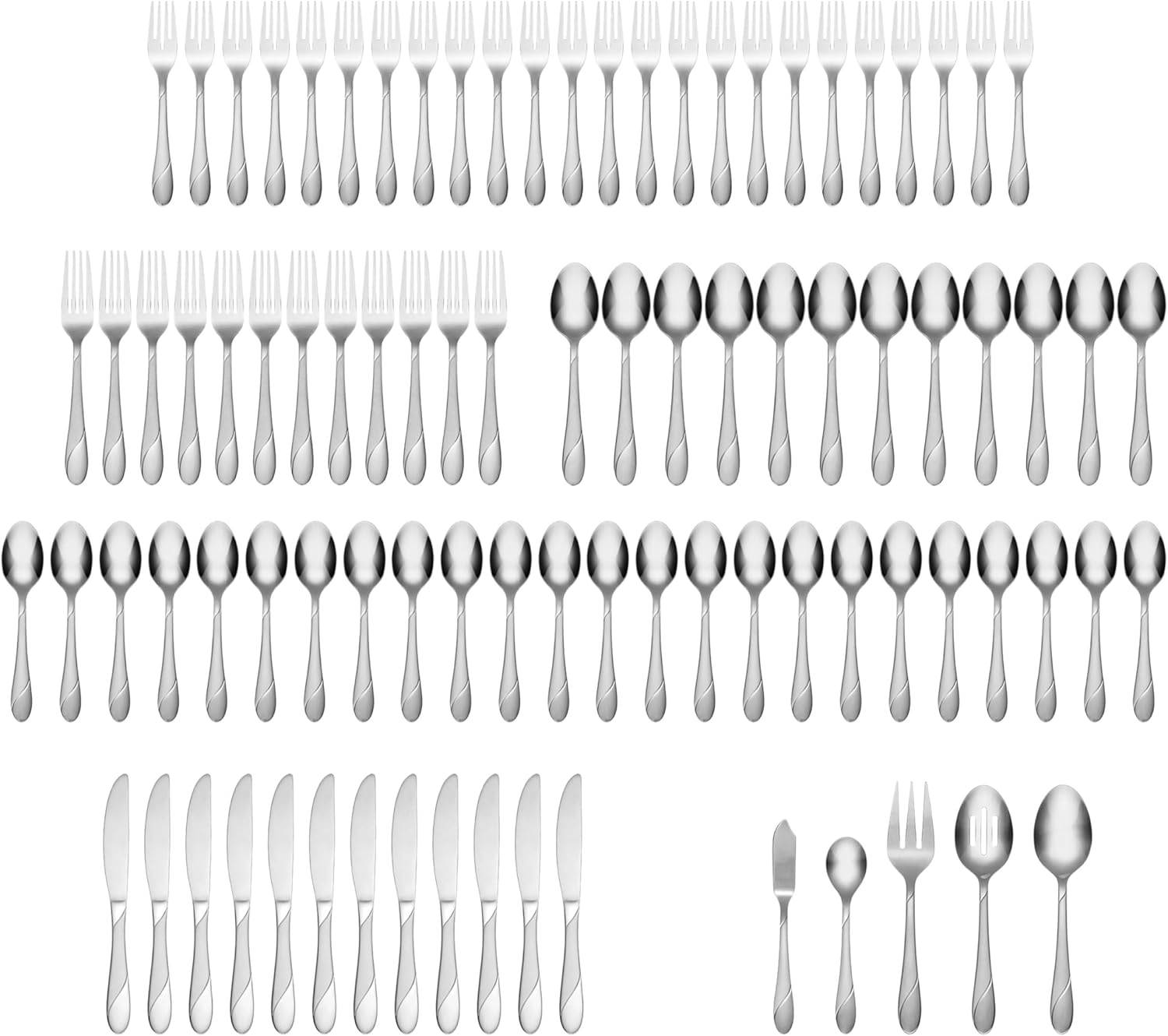 Cambridge 326J2H9BH26DS Swirl Sand 89-Piece Flatware Set