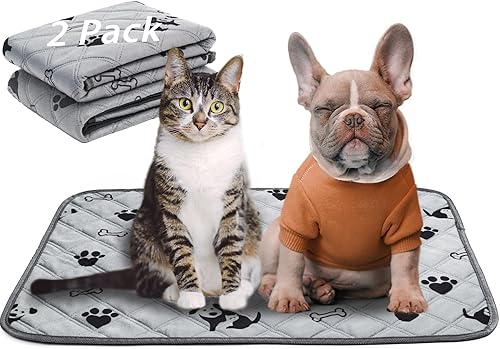 MelonArt Paquete de 2 almohadillas lavables para orina de perro, reutilizables, de 18 x 24 pulgadas, antideslizantes, impermeables, para interiores,