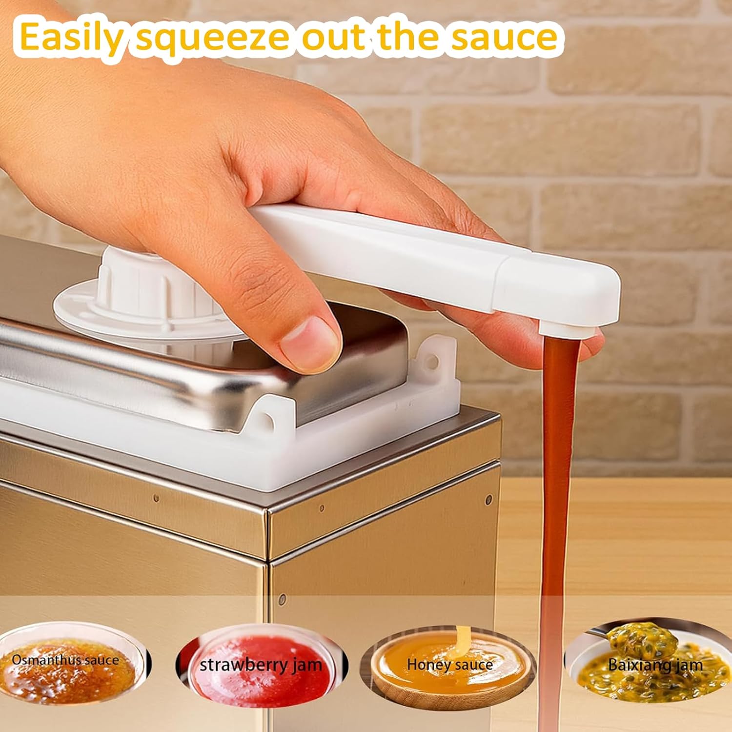 2L Sauce Dispenser Pump, 6L/8L/10L Stainless Steel Condiment Pump, Condiment Pump Dispenser, 30cc/Diameter 8mm Pump Head, with 3/4/5 Jars, for Jams/Sauce