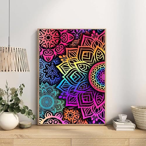 Miniatura 3 de ICECHEN Kits de pintura de diamantes de mandala para adultos, coloridos kits de arte de diamantes 5D para adultos principiantes, pintura con