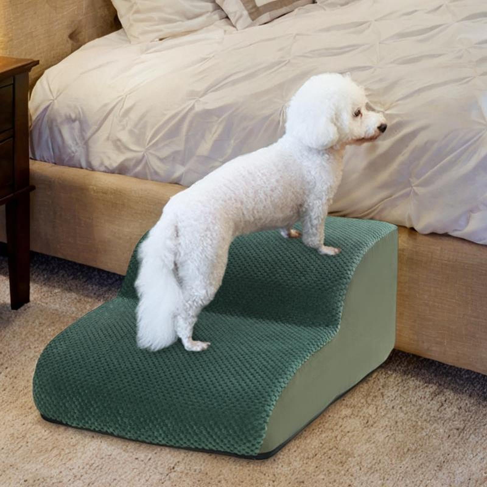 Hundetreppe Hunderampe Haustierstufe Katzentreppe mit Waschbarem Überzug Und Rutschfestem Boden Aus Weichem Schaumstoff für Tierpflege, GrÜn