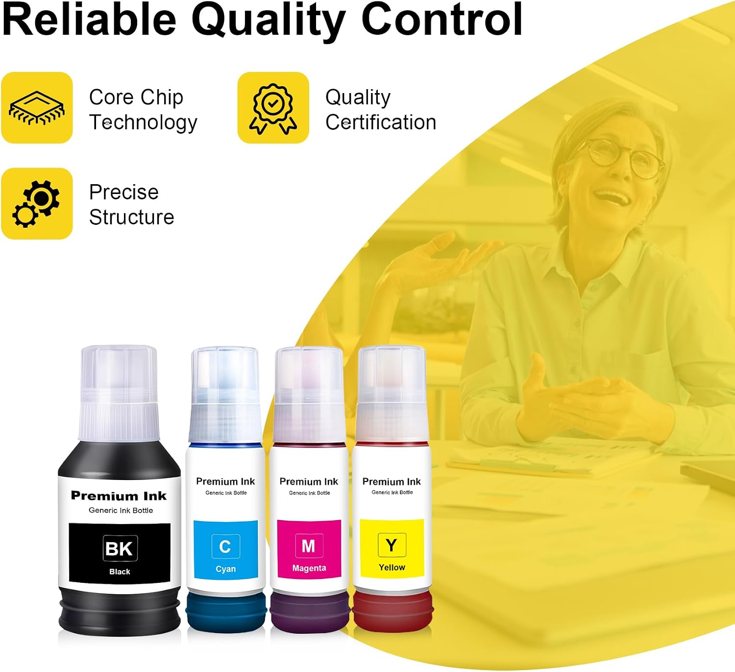 Remanufactured T544 Ink Bottle Replacement for T544 T544120 Black T544220 T544320 T544420 Color Ink with L1210 L1250 L3110 L3150 L3160 L3210 L3250 L3251 L3260 L5290 L5590 (4 Pack) image 2
