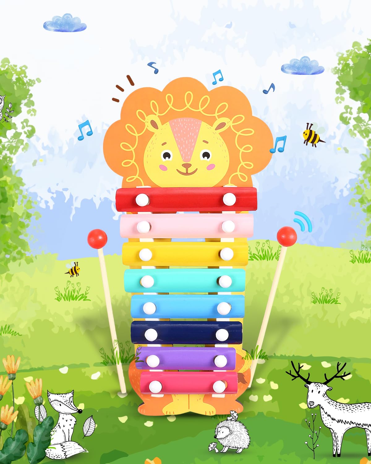 Intelliskills Premium Wooden Lion Xylophone Musical Toy for Kids|Xylophone Musical Instrument Toy with 8 Notes & 2 Mallet|Preschool Music Learning Toy for 1 Year+ Kids|BIS Certified|Best Birthday Gift (B0D4WRNJC6) Amazon Price History, Amazon Price Tracker