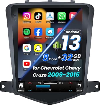 [8 Core + 32G] Car Radio Stereo for Chevrolet Chevy Cruze 2009-2015 Android 13 5GWiFi 10.4" T-Style Touchscreen Head Unit - CarPlay Andriod Auto Bluetooth 5.0 RDS FM GPS Mirror Link Backup Camera SWC