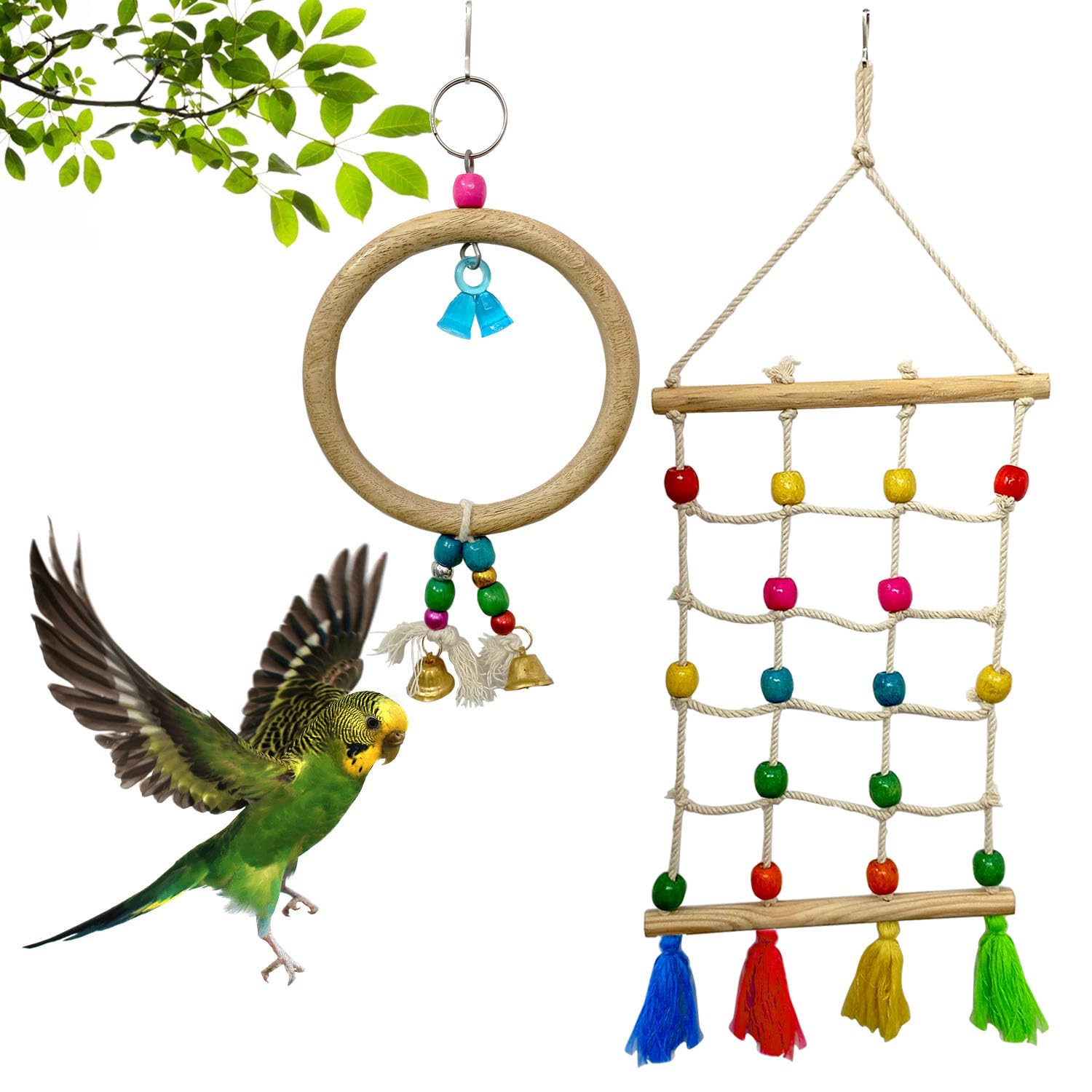 Jainsons Pet Products Natural Wooden Bird Rope Climbing Net Toys, Durable Hanging Wooden Ring Bird Parrot Toy for Parakeet Lovebirds Cockatiel Lovebirds Amazon Parrot (B0CG9KLZ3N) Amazon Price History, Amazon Price Tracker