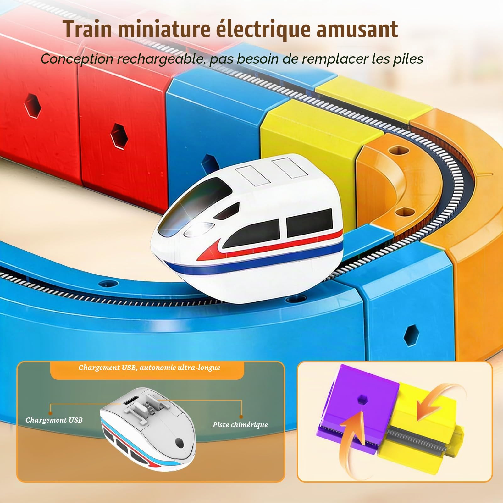 123 PCS Ensemble de train électrique,3D Cube De Rail Magique avec Train Motorisé Défiant La Gravité,Jouet De Construction d'apprentissage Flexible,Cadeau Créatif Circuit Trains électrique pour Enfants