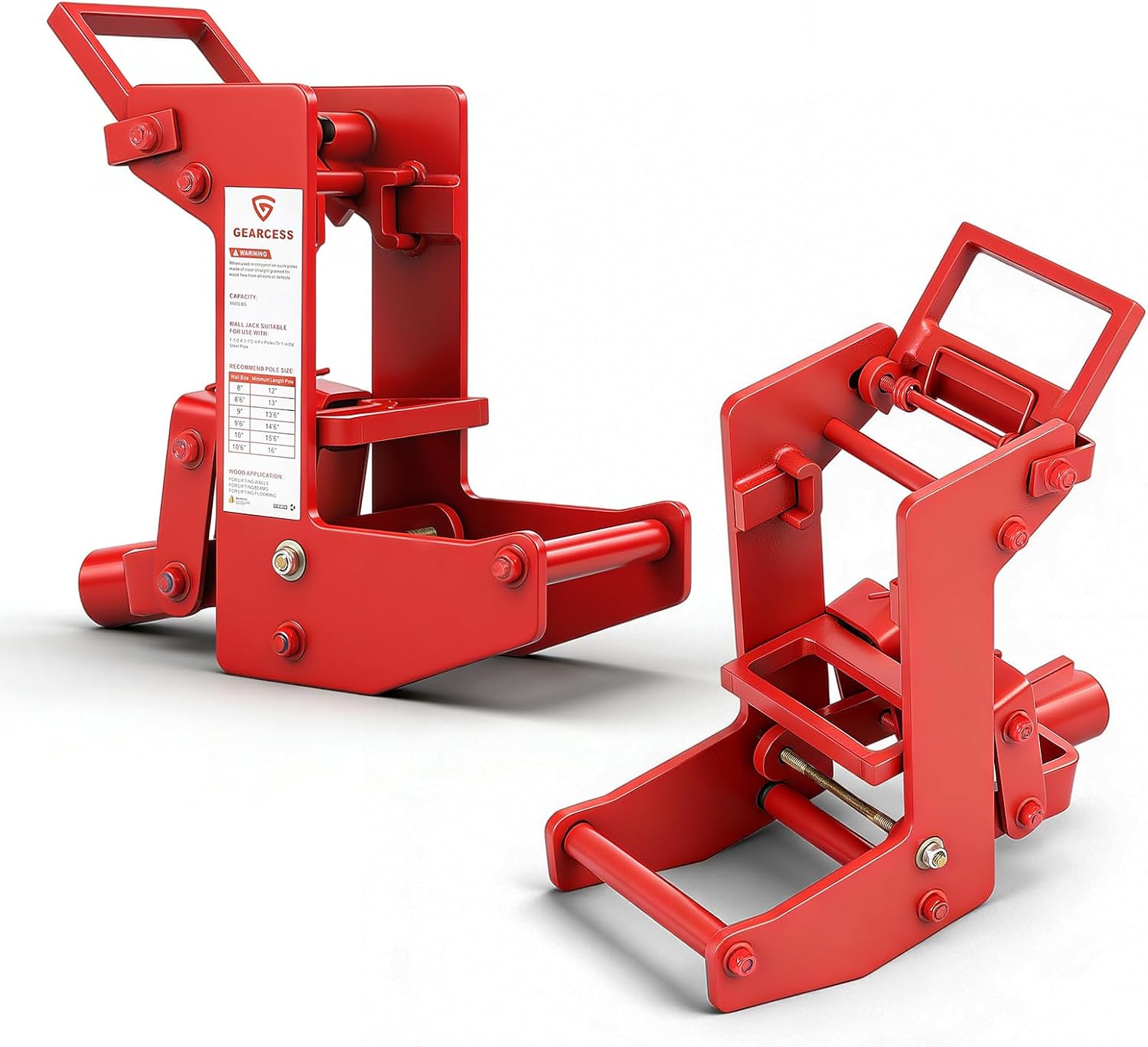 2 Pack Wall Jack, 1000 lbs Heavy Duty Wall Jacks for Framing, fit for 1-1/2 × 3-1/2 in Wood Pole and 1 in OD Steel Pipe, Malleable Casting Iron Wall Jack for Lifting Wall Beams