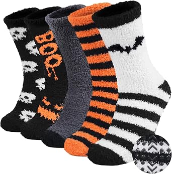 Toes Home Fuzzy Slipper Socks for Men with Grips Warm Non-slip Cozy 5 Pairs