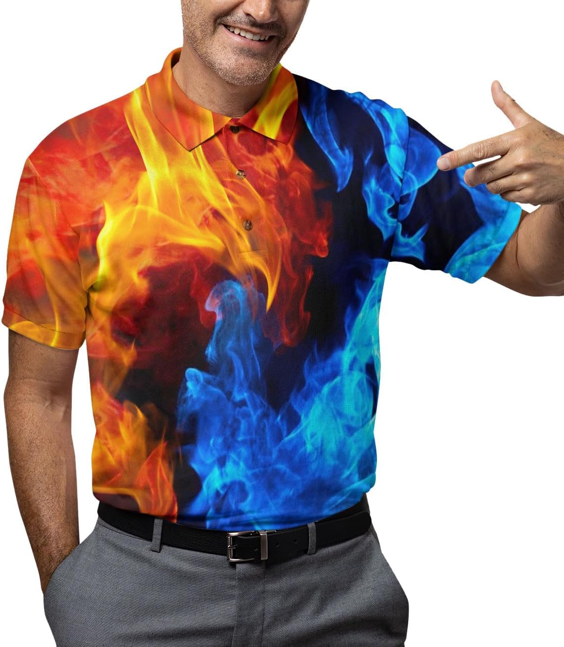 ACEPrints Hawaiian Polo Shirts for Men Mens Polo Shirts Short Sleeve Button Up Shirt Men Golf Shirts O1