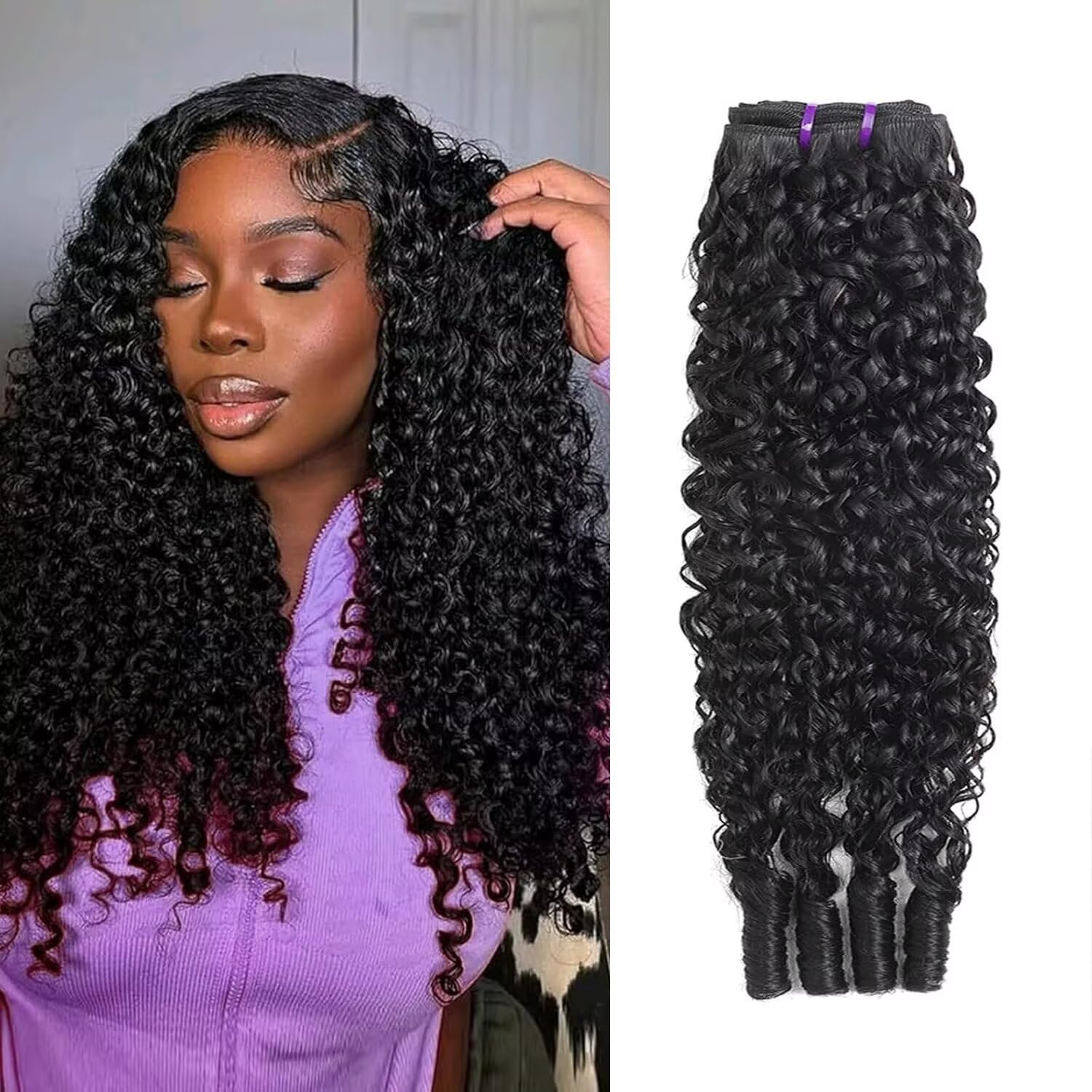 26 pouces Tissage Bresilien en lot 100% Meches Cheveux Naturel Brésilienne Burmese Curly Bundles Tissage Naturel Couleur 1 faisceaux