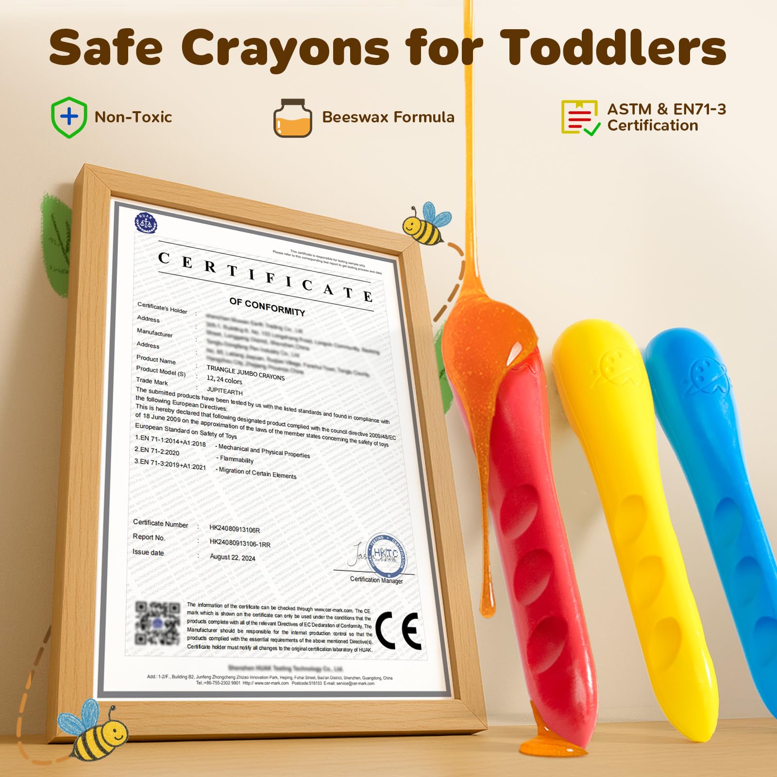 JUPITEARTH 24 Colors Crayons for Kids Ages 4-8 with Coloring Book & Bonus Stickers - Image 3