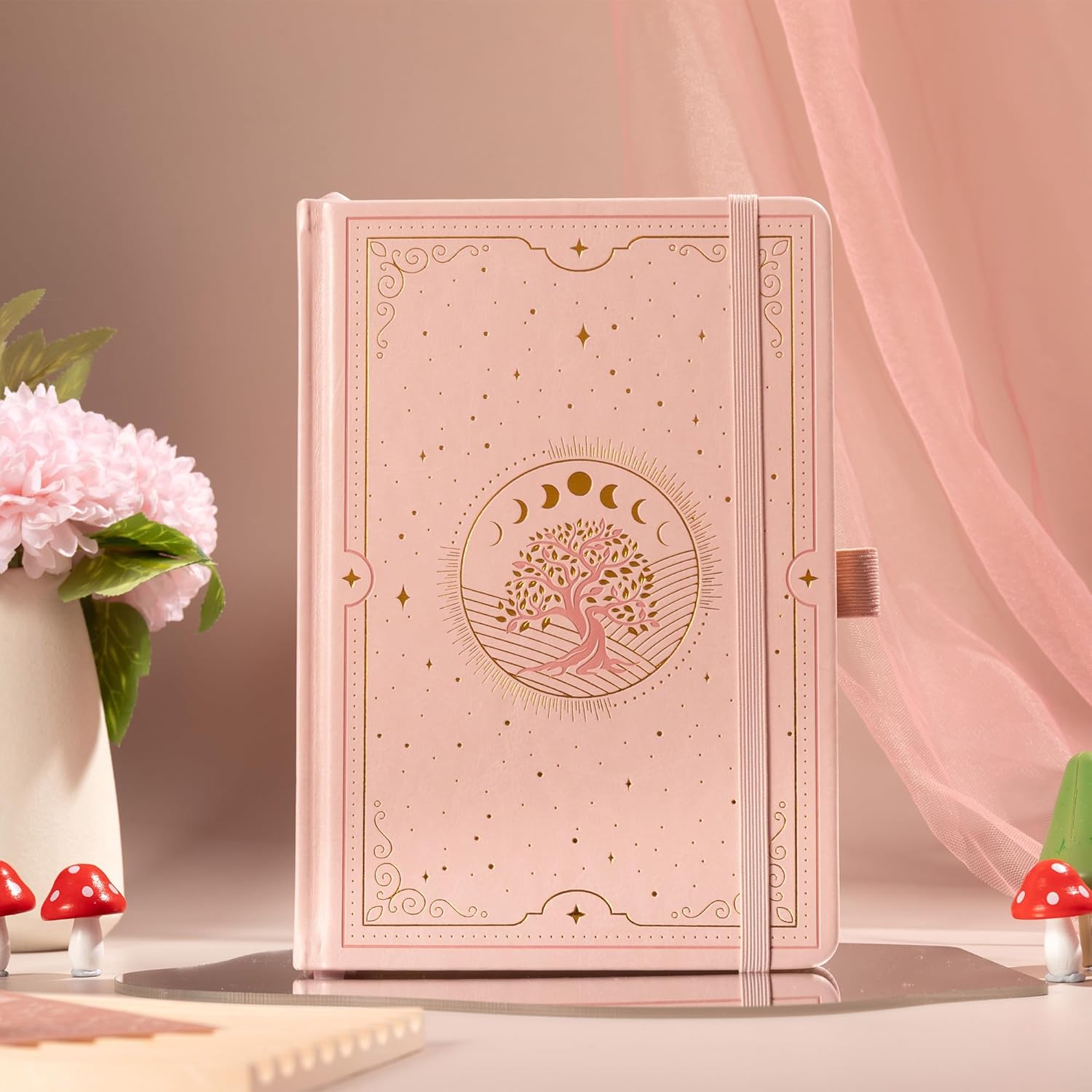 TIEFOSSI Tree of Life Journal, A5 Dotted Journal for Women Men, Dot Aesthetic Notebook with 190 Numbered Pages, Hardcover Vegan Leather Journals with Bookmark, 160 GSM Thick Paper