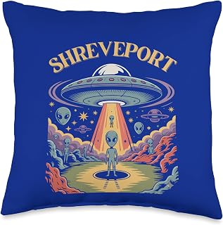 Shreveport Alien UFO Abduction Retro Sci-Fi Art Throw Pillow