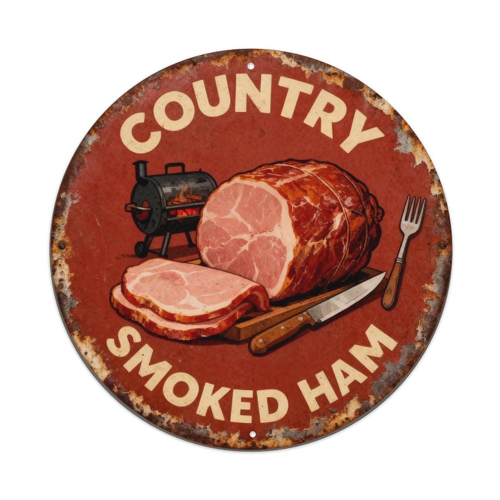 Country Smoked Ham Metal Tin Sign Plaque