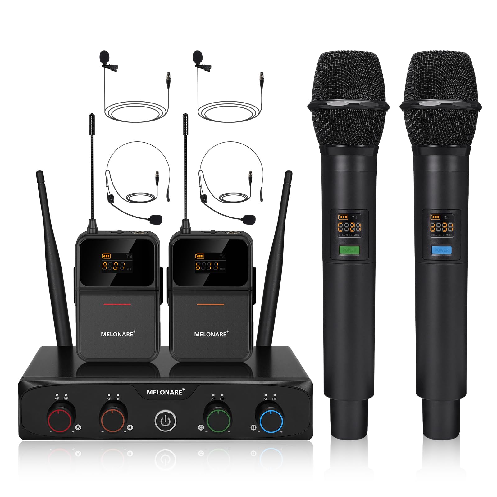 Amazon.com: MELONARE 4-Channel Wireless Microphone System,UHF