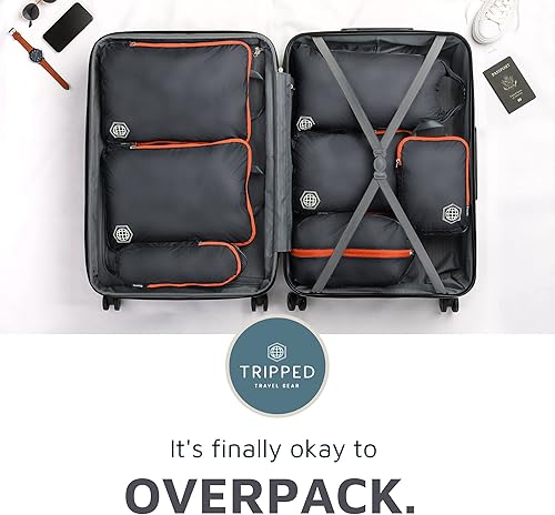 Miniatura 8 de TRIPPED Travel Gear - Cubos grandes de compresión para equipaje de viaje, organizadores de equipaje, juego de 7 piezas para equipaje facturado,