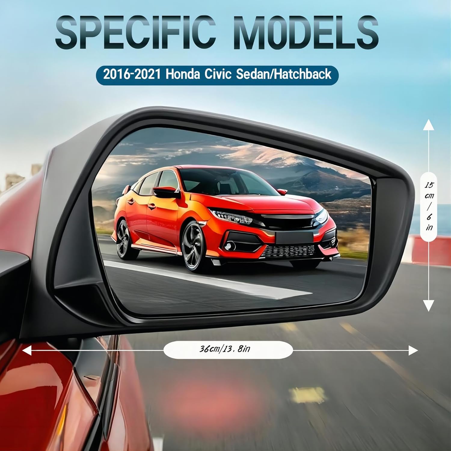 Driver Side Mirror Compatible with Honda Civic 2016-2021 Manual Folding Power Adjustment Glass Non Heated 3-Pins Rear View Door Mirror L-Driver Side Black