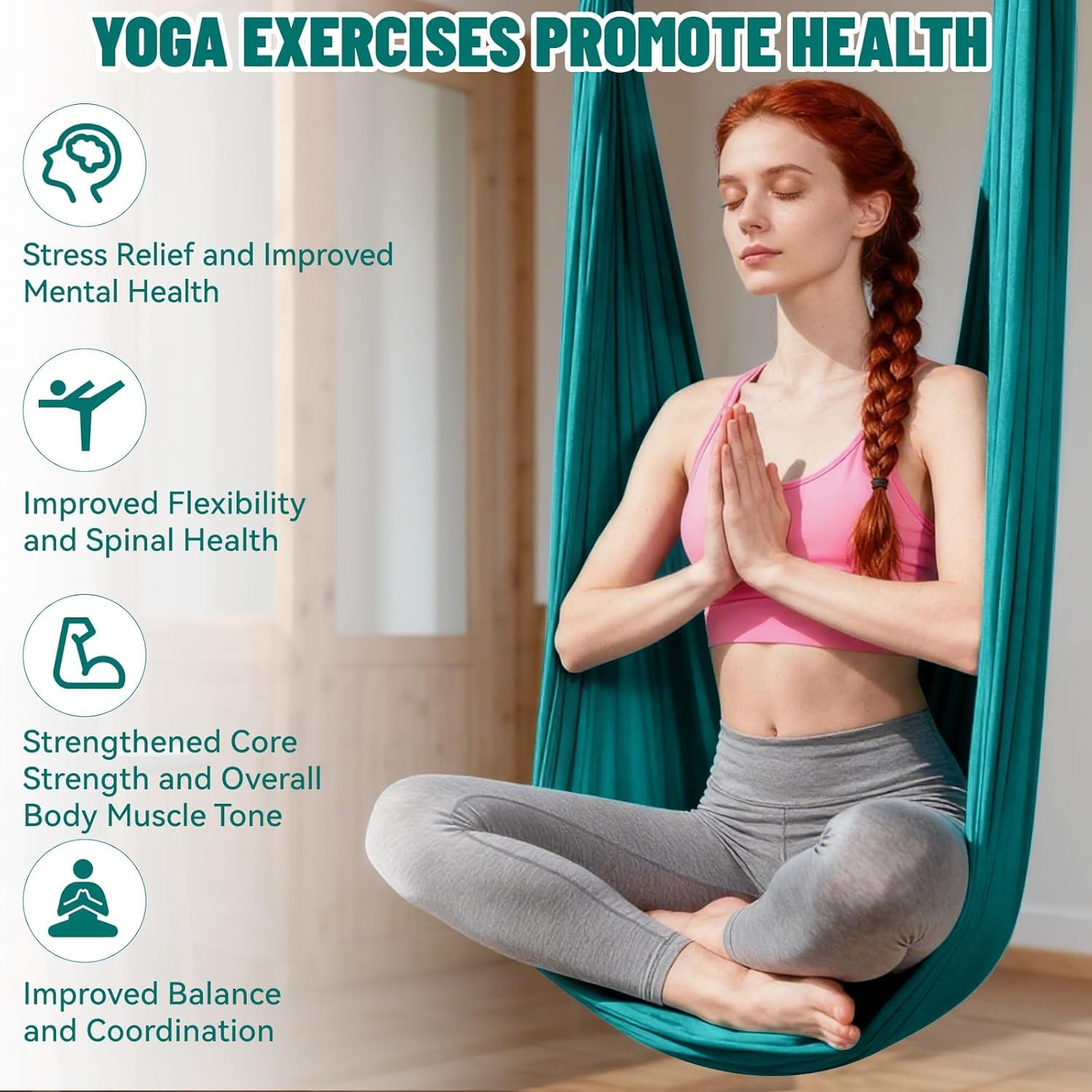 Amaca per Yoga Aereo, Amaca e Altalena per Yoga Aerea, Volo Antigravità, Flessibilità e Inversione, Carico 200 kg Ultra Forte, per Mal di Schiena, per Bodybuilding Fitness di Tutti i Livelli