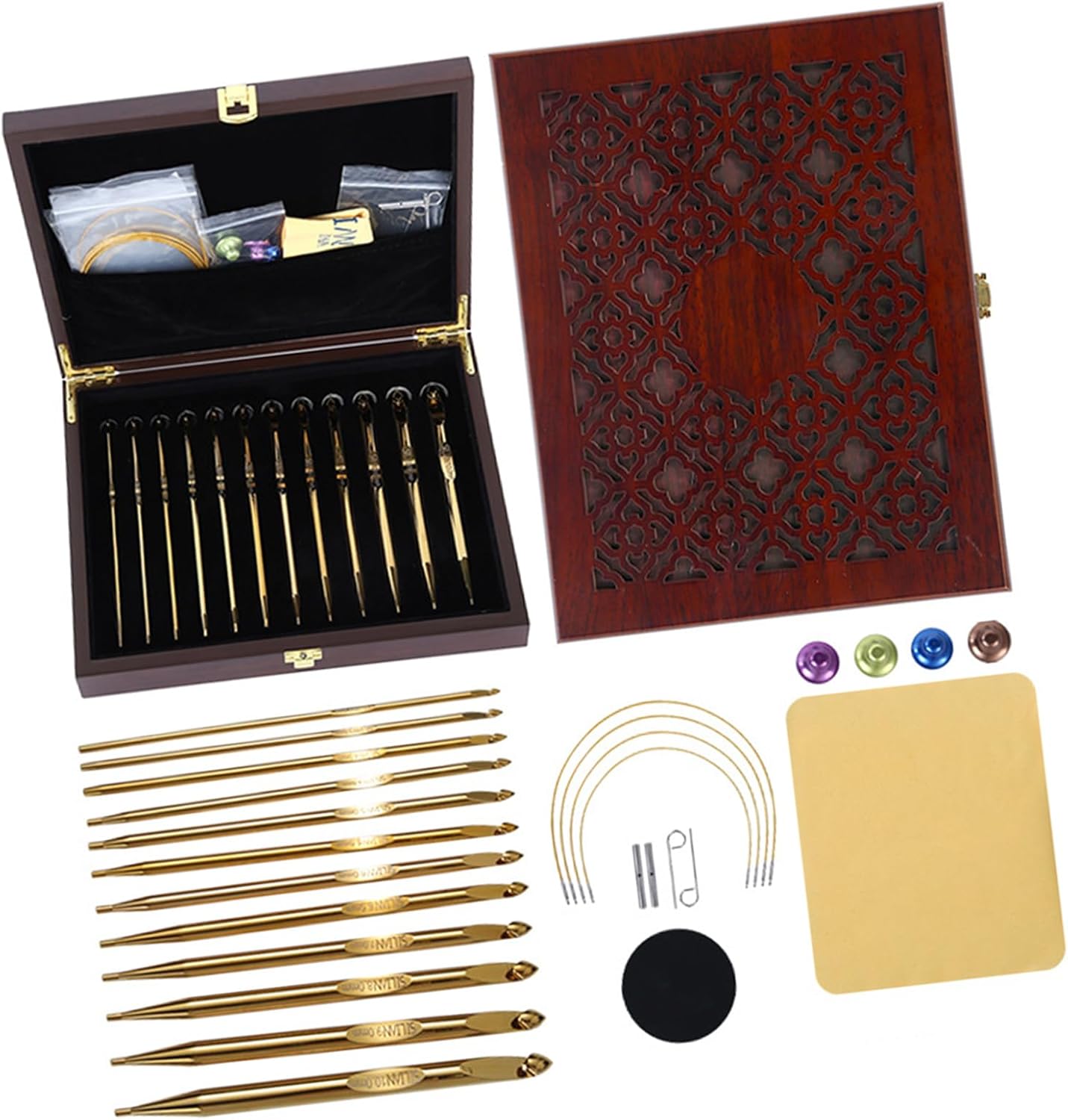 楽天市場】全2色 編み針 かぎ針 セット サイズ印字 アルミ製 編み棒 手芸 編み物 手編み ハンドメイド : 生地 手芸 雑貨のサザンウインド店 様々なサイズ 金色のかぎ針編みセット 丈夫なアルミクラフトアクセサリー ポータブルケース付き ハンドメイド織り