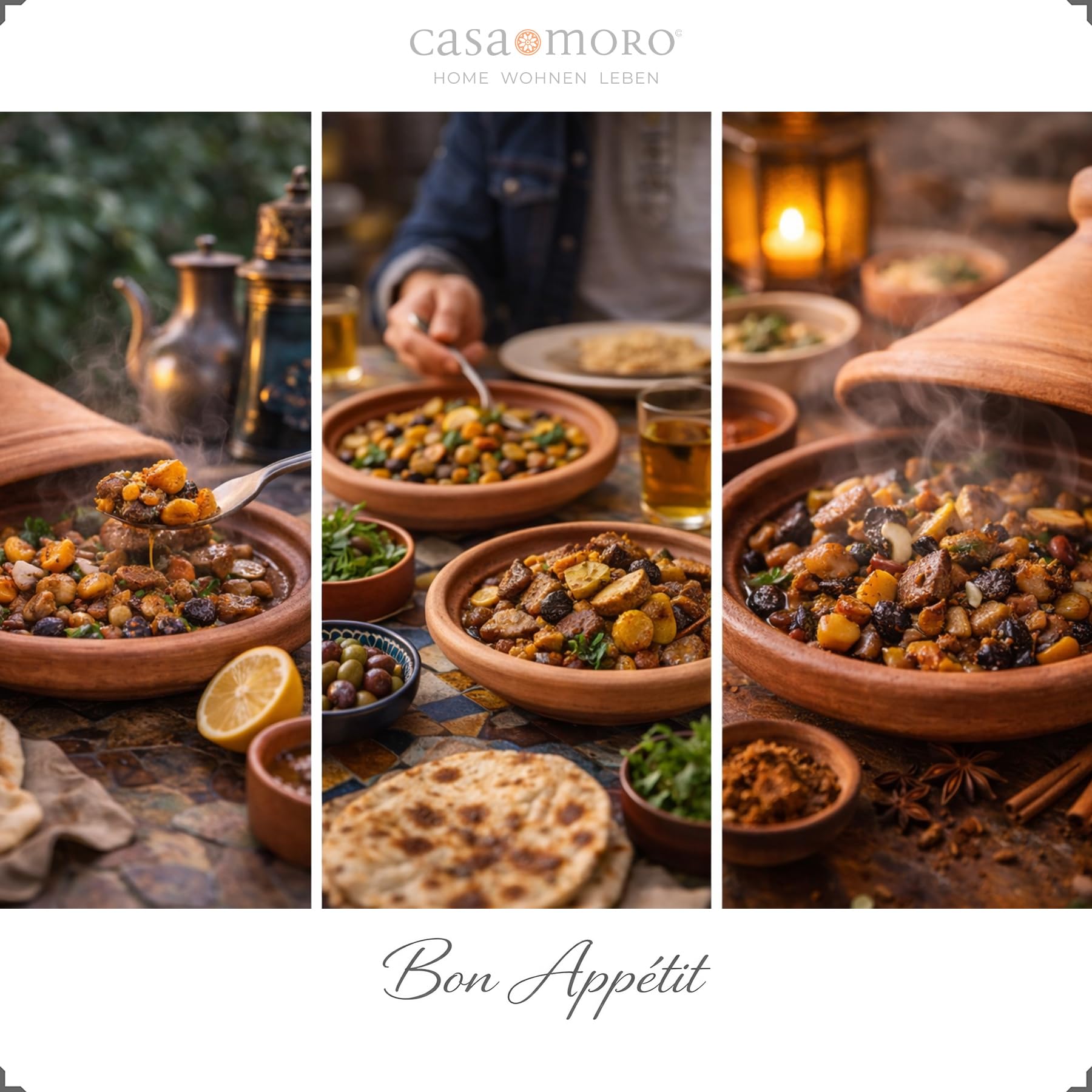 Marokkanische Tajine, Schmortopf aus Ton Ø 30cm Kochen für 3-4 Personen | Tagine unglasierter Gartopf Tontopf