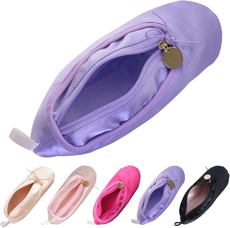 Necessaire de maquiagem roxa com estampa de sapatilha de balé PWQEIONC