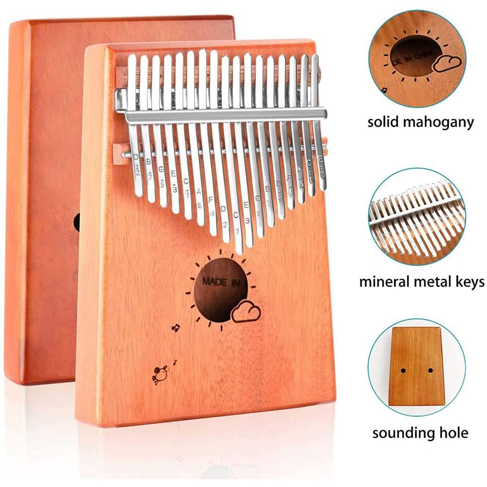 Kalimba 17 Clés, Thumb Piano Finger Piano Percussion Instrument De Musique Cadeau pour Les Mélomanes Débutants