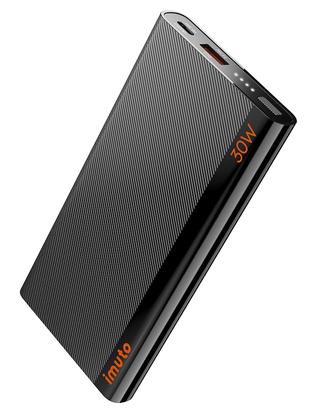 imuto Slim Portable Charger 10000mAh Travel-Ready Power Bank 30W USB-C in out High-Speed Charging Battery Pack External Phone