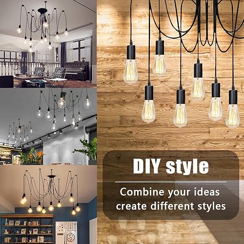 Miniatura 9 de ZHMA Lámpara de araña de techo con iluminación colgante clásica antigua y ajustable lámpara de araña moderna y elegante comedor industrial 8 brazos