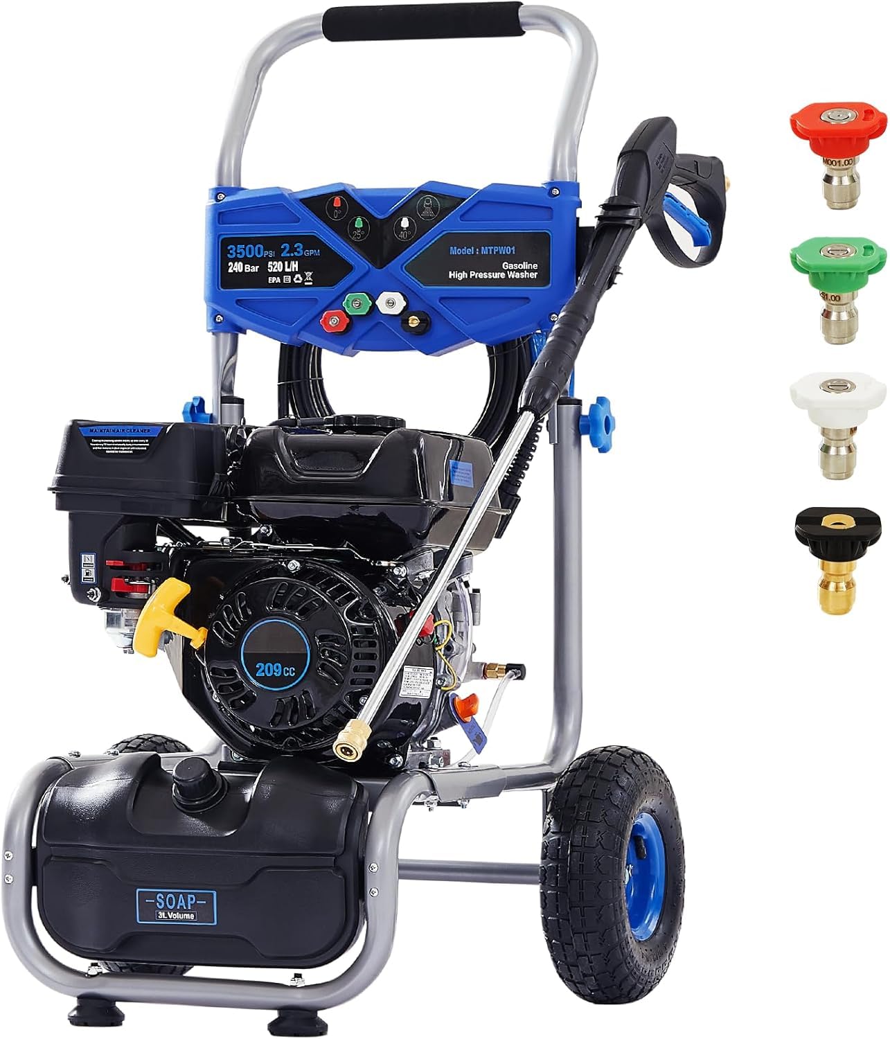 Ezasin 3500 PSI 2.3 GPM Gas Powered Pressure Washer