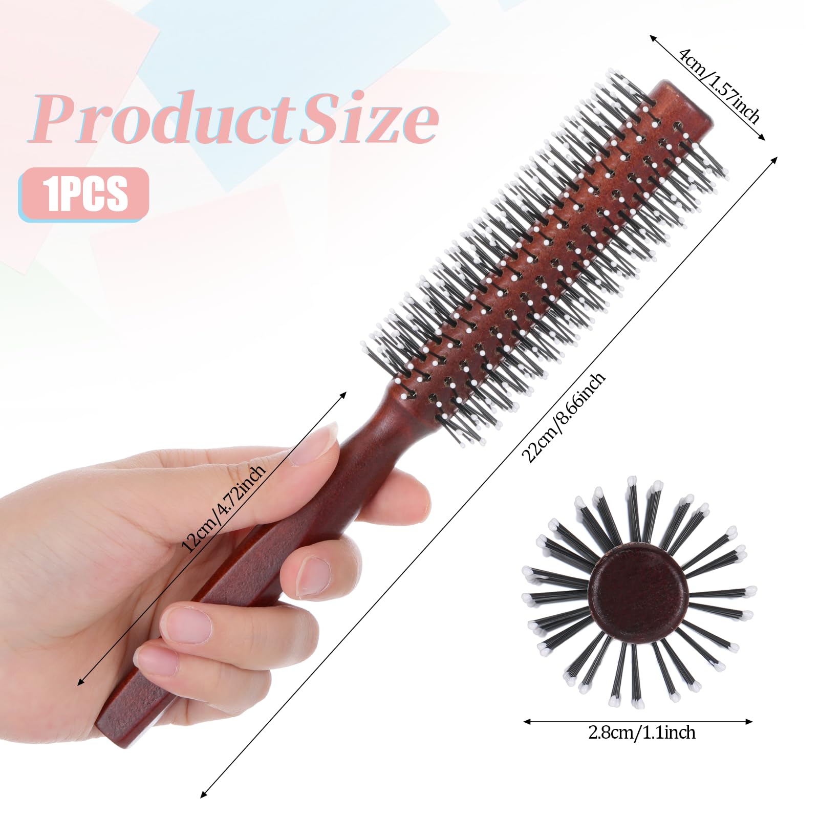 Small Round Brush for Short Hair Round Brush for Blow Drying Styling Curling Heat Resistant Nylon Spherical Comb Teeth Styling Brushes Portable Travel Size Circular Hairbrush for Women and Men - Image 2