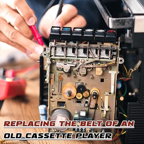 Miniatura 5 de Kanayu 100 correas de goma para grabadora, 1.575-5.315 in, cinta de casete cuadrada para reparación de máquinas, mezcla de mantenimiento de cintas,