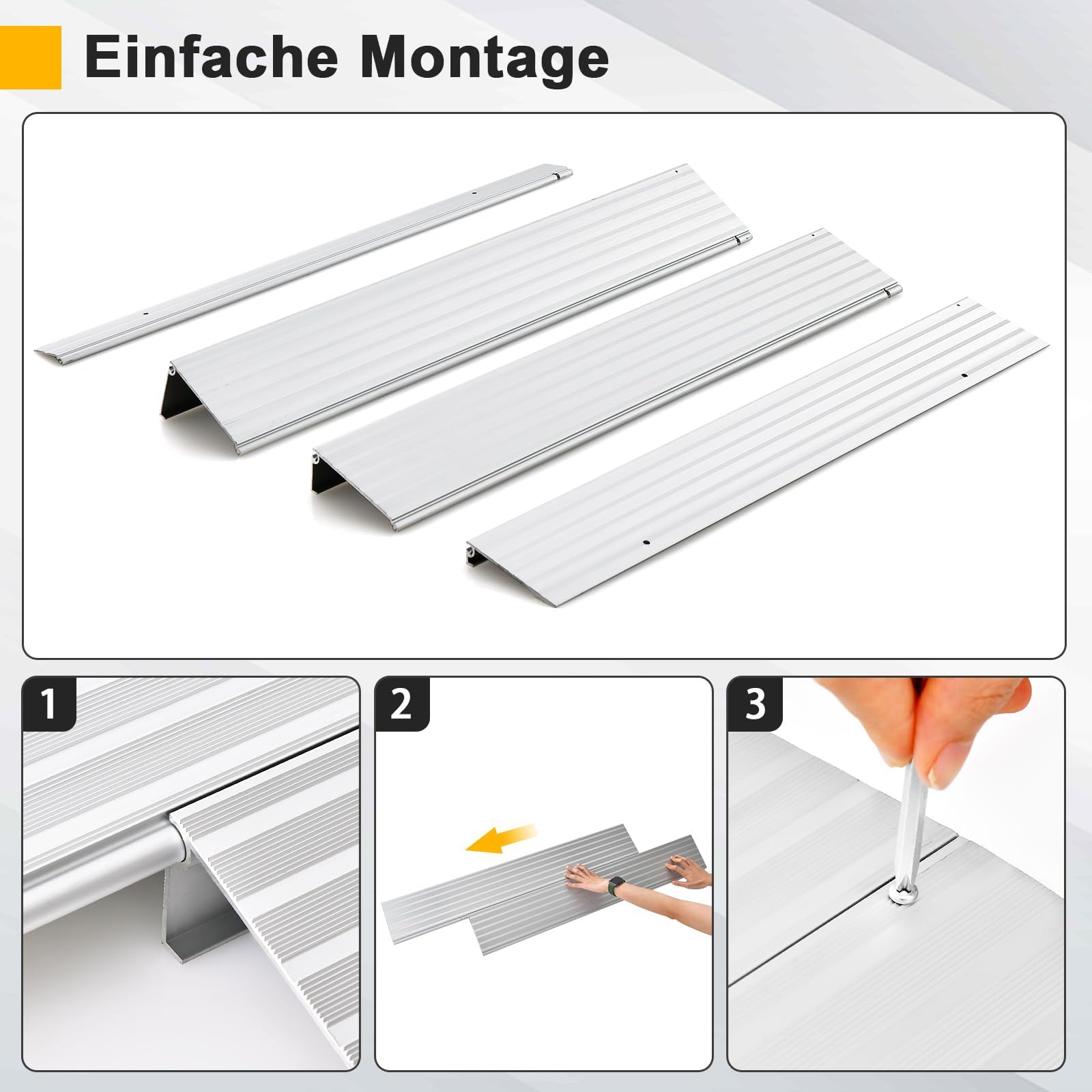FANTASK Rampa per marciapiede antiscivolo con design a rampa regolabile e portata di 317 kg, rampa per soglia in alluminio, per carrozzina e sedia a rotelle, altezza 8,5 cm