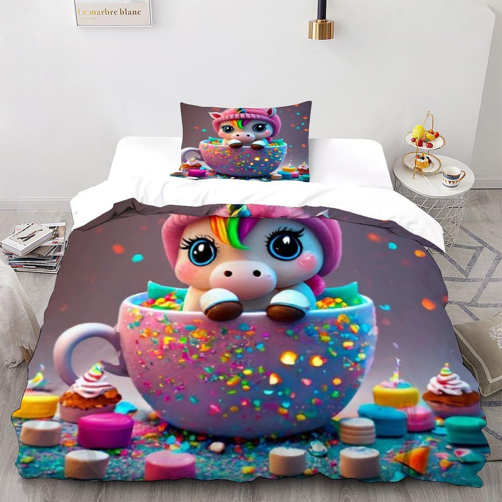 Housse de couette licorne 2 pièces crée une ambiance cocooning originale