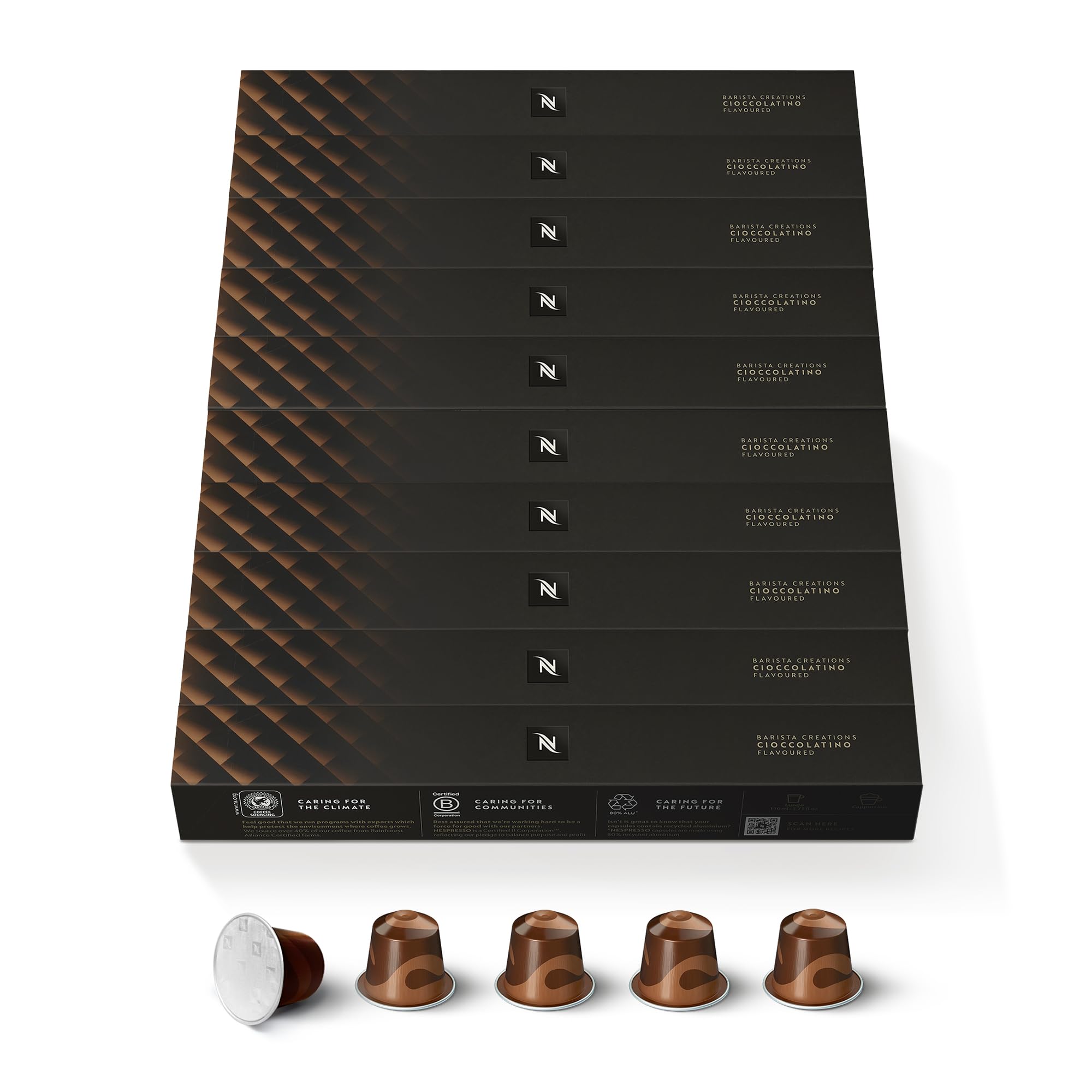 NESPRESSO ORIGINAL Cioccolatino 100 Kaffeekapseln | Arabica Kaffee | Schokoladen Aroma | Ideal für Lungo & Cappuccino