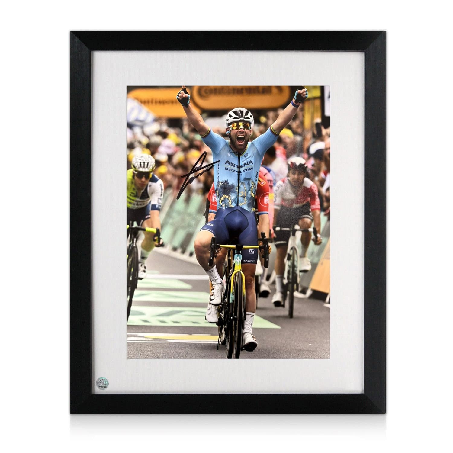 Foto vom 35. Etappensieg, signiert von Mark Cavendish. Gerahmt (Hochformat)
