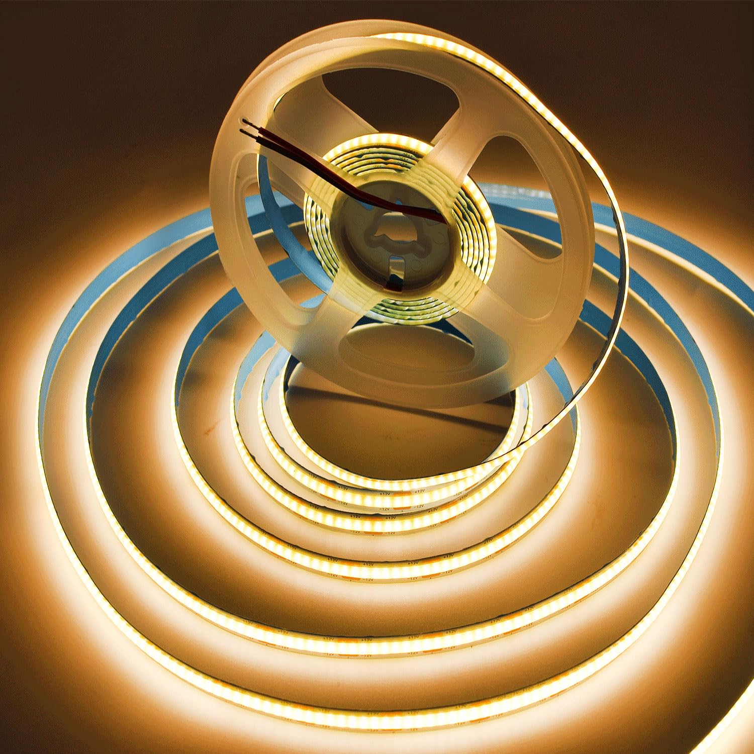 HAASHADA COB LED Strip Lights, Dimmable AC110V-130V 16.4ft Super Bright 30000LM Waterproof 1200 LED Strip Light Ribbon, 2 Times Brightness Than 12V