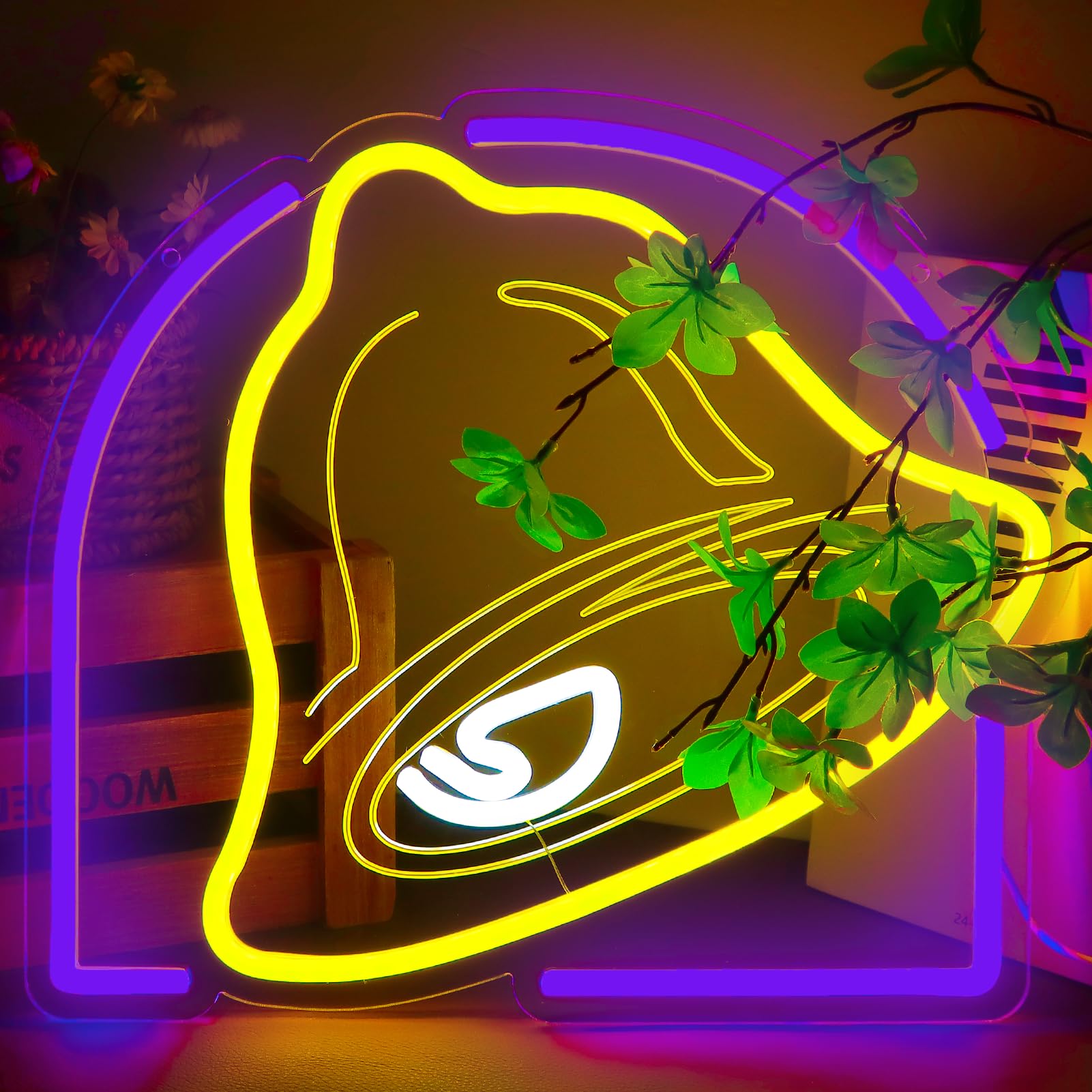 Pugna Tacos Insegne al neon per decorazione da parete, luci al neon a LED, adatte per gli amanti dei tacos, negozi, casa, cucina, idee regalo, Pugna-Taco Bell-002